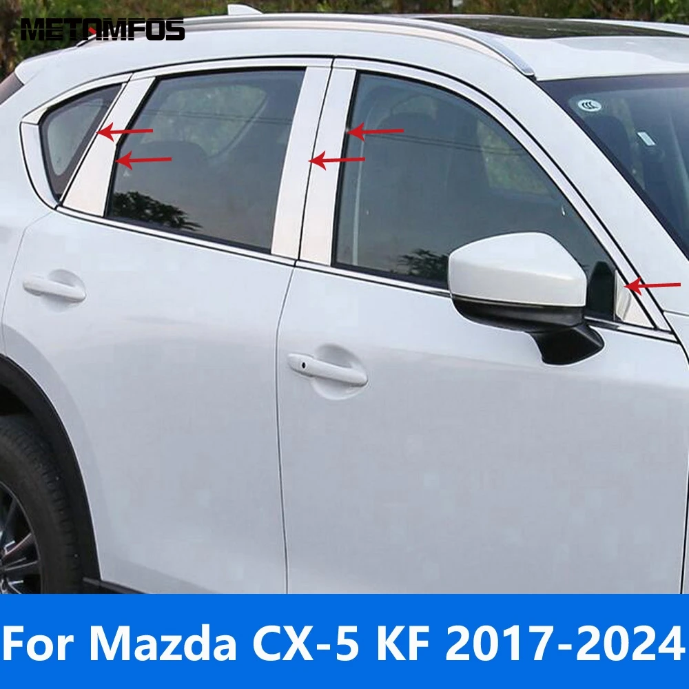 For Mazda CX5 CX-5 KF 2017-2023 2024 Stainless Steel Window Center B C Pillar Posts Cover Trim Sticker Accessories Car Styling