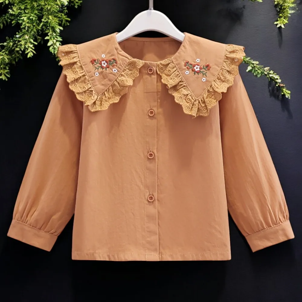 School Unifom Kids White Shirts for Girls Blouses Chiffon Spring Autumn Long sleeve Children Clothes Teenagers 4 6 8 10 12 Years