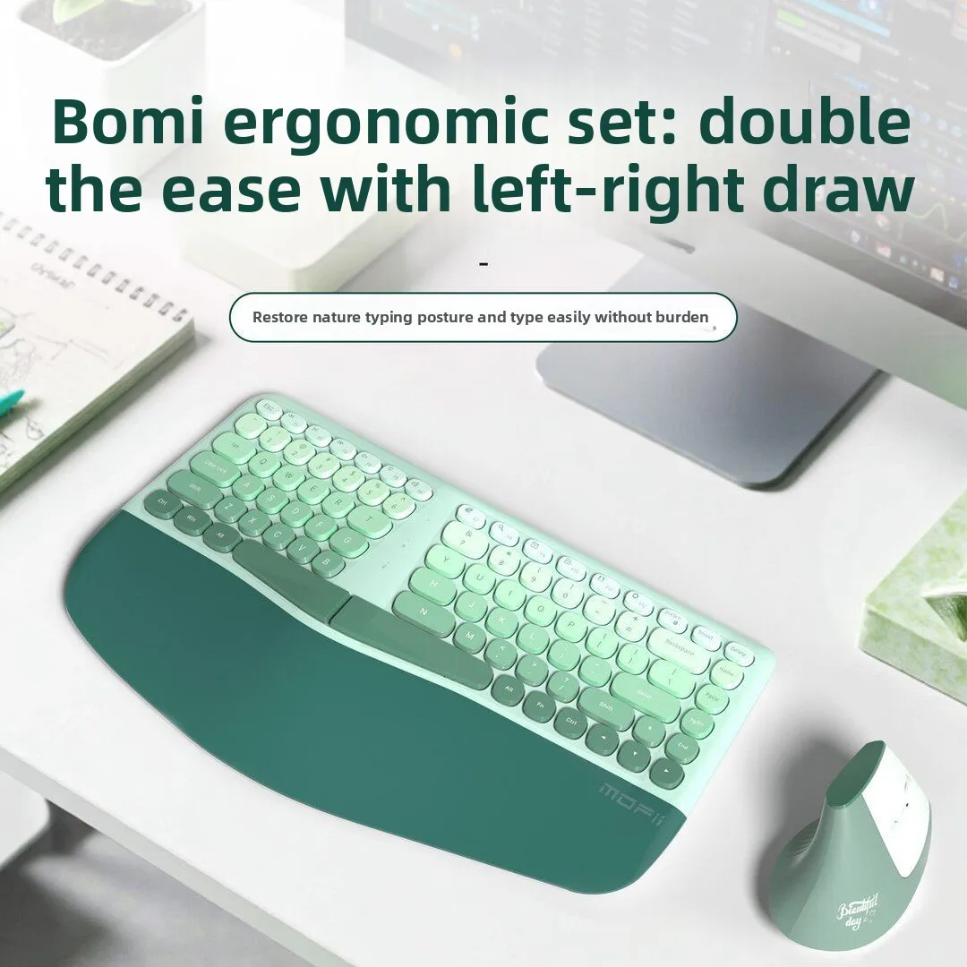 Ergonomic Split Design Wireless Keyboard Mouse Combo Keys Built In Wrist Rest G Usb Receiver Dpi Quiet Typing Desktop Laptop