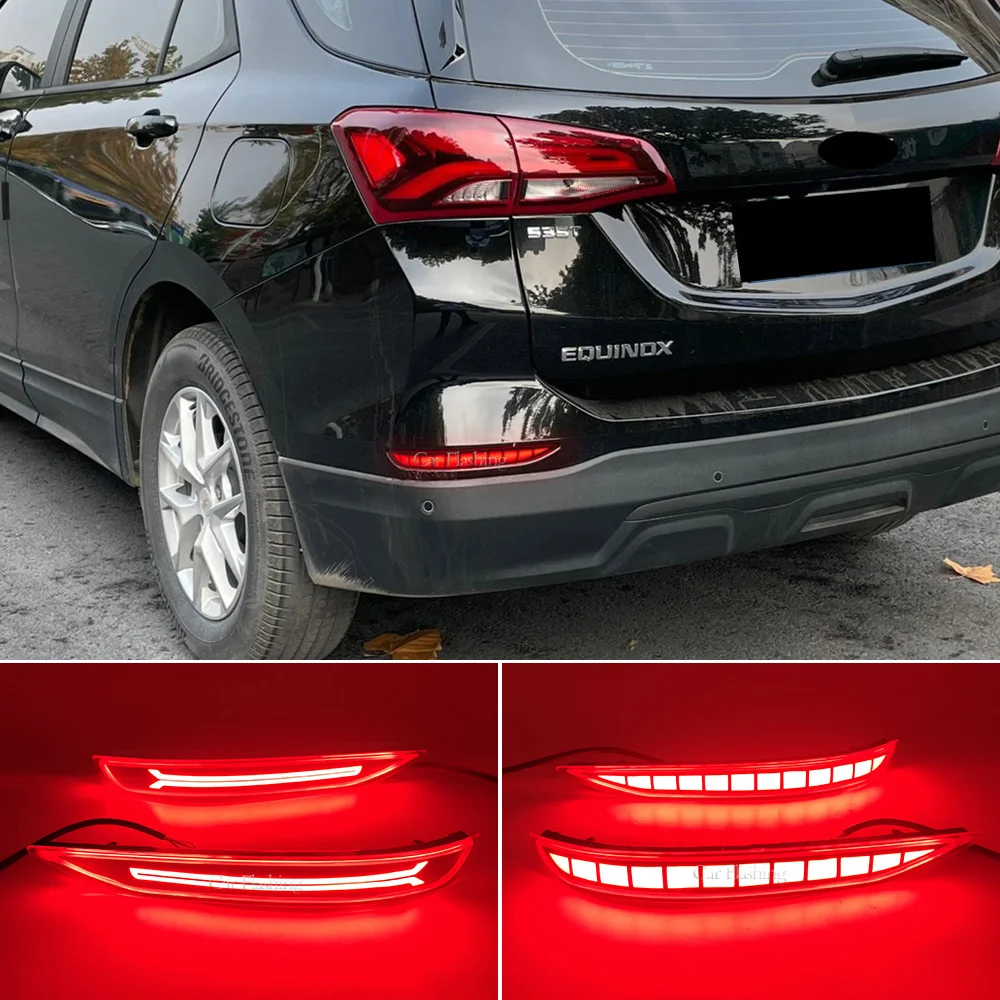 Car LED Rear Bumper Reflector Lights For Chevrolet Equinox 2017 2018 2019 2020 2021 2022 Driving Turn Signal Brake Lights