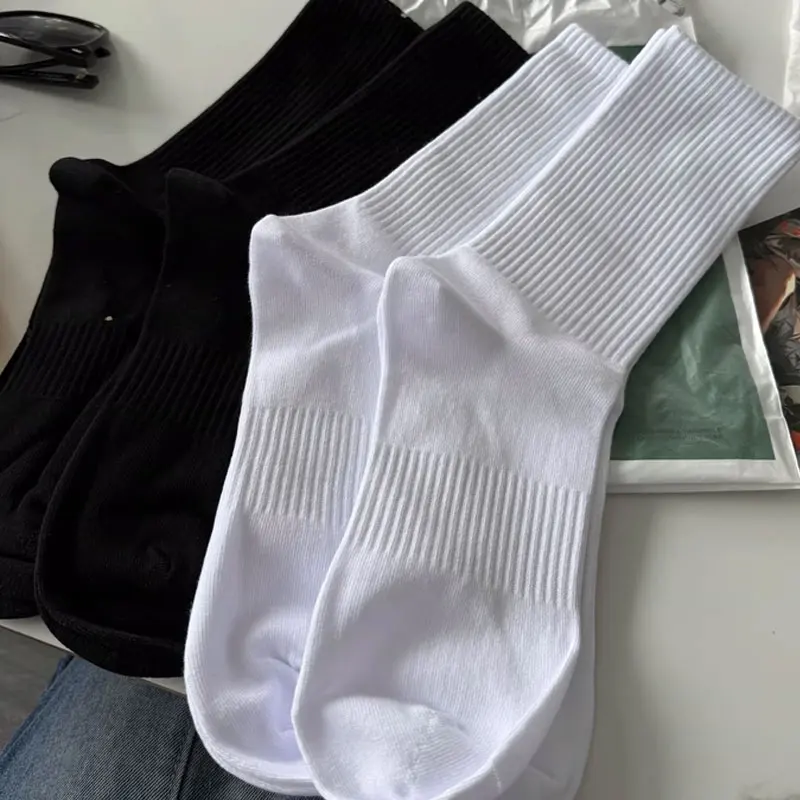 1/5 pares de calcetines Unisex de algodón puro negro blanco sólido diseñador suave transpirable calcetín deportivo al aire libre tobillo calcetines de negocios hombres mujeres