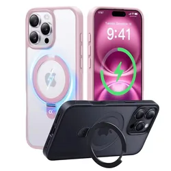 for iPhone 16 15 14 Plus 12 11 13 Pro Max Case Magnetic Invisible Stand Drop Protection Shockproof Slim Translucent Matte Cover