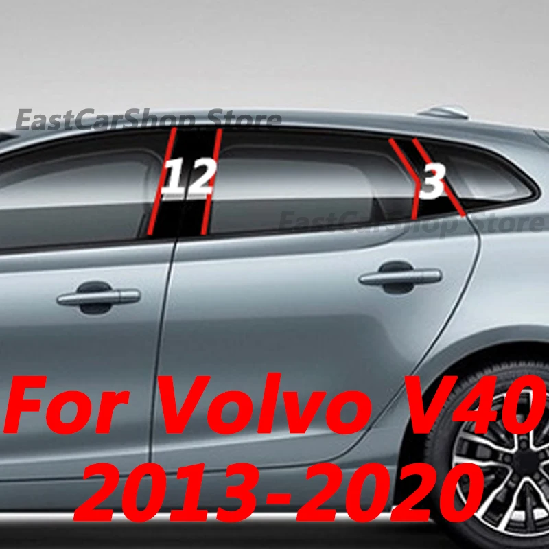 For Volvo V40 2013-2020 Car Door Central Window Middle Column Trim Strip PC B C Pillar Decoration Accessories Cover