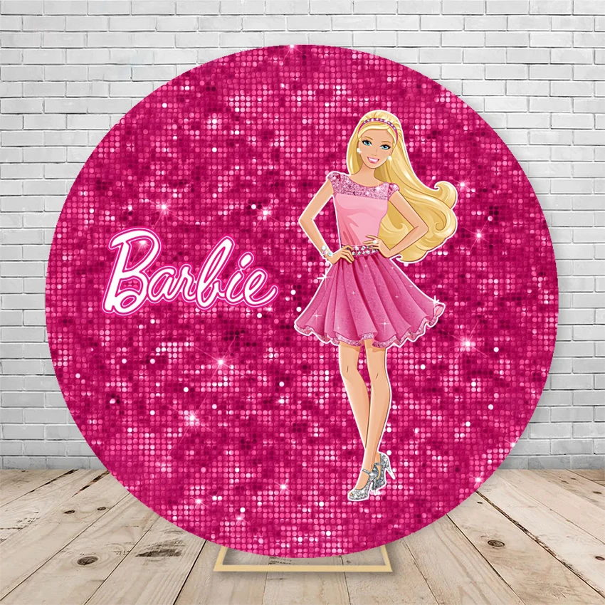 Prinses Barbie Elastische Cirkel Ronde Cover Achtergrond Baby Meisje Verjaardagsfeestje Decoratie Fotografie Achtergrond Fotostudio