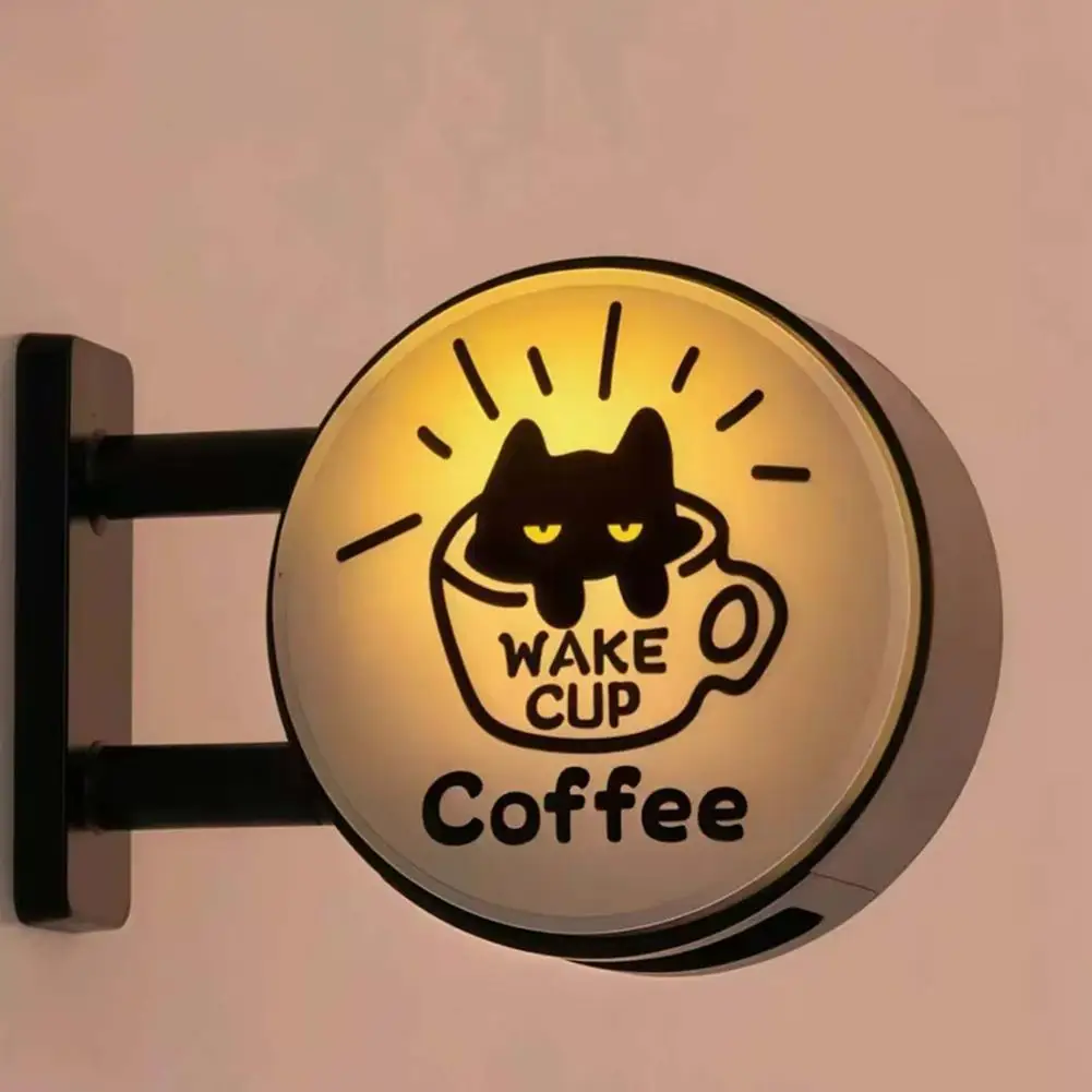 Niedlicher Katzen-Kaffee-Licht-Kühlschrankmagnet, Mini-Retro-Kaffeeschild, Magnetische Stimmungslampe, Heim-Café-Büro-Deko-Accessoires – Detail 8