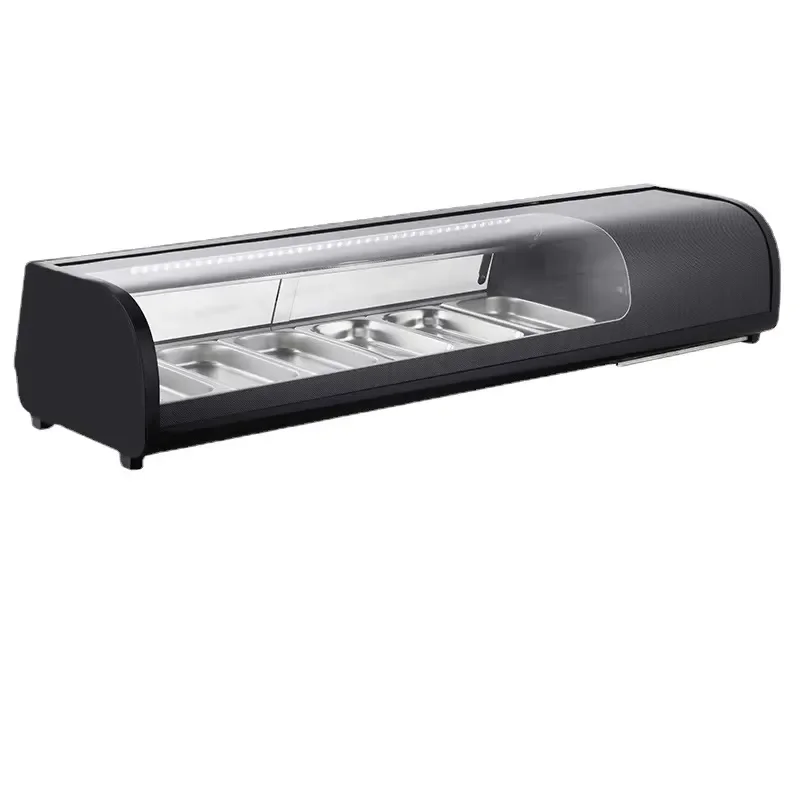 Commercial Large Capacity Sushi Display Refrigerator Glass Door Refrigerated Cabinet For Restaurant Food Preservation