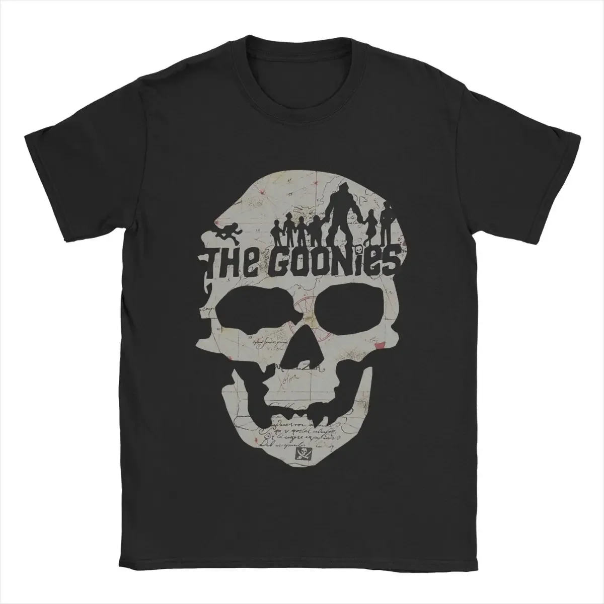 Men The Goonies Skeleton Map Poster T Shirts Pure Cotton Clothes Funny Short Sleeve O Neck Tee Shirt Plus Size T-Shirts