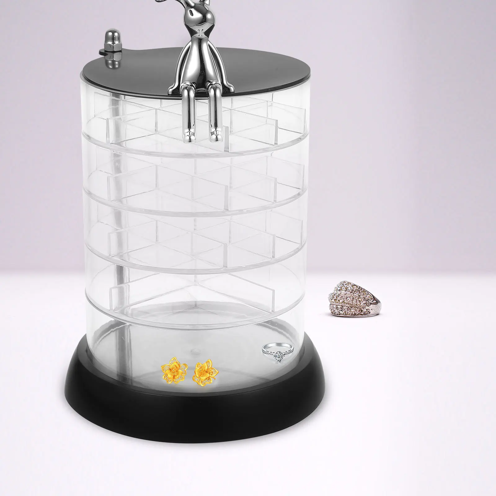 Konijn Sieradendoos Meerlaags Raster Opbergdoos Voor Make-up Lippenstiften Oorbellen Kettingen Ringen Organizer Desktop