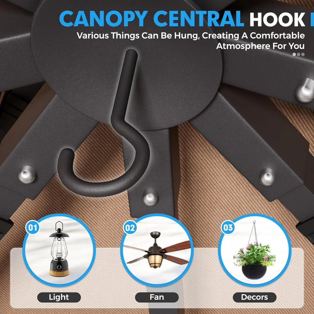 شرفة خارجية مقاس 10 × 10 مع ناموسية، مظلة سقف مزدوج للفناء الخلفي والحديقة والحفلات باللون البني #3