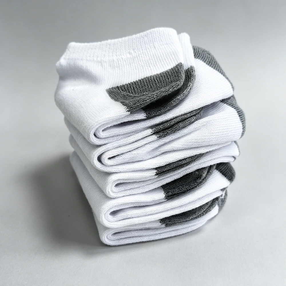 5 Pairs White and Gray Kid's Basic Socks, Lightweight and Comfortable Short Socks, Suitable for Boys and Girls for Daily Wear