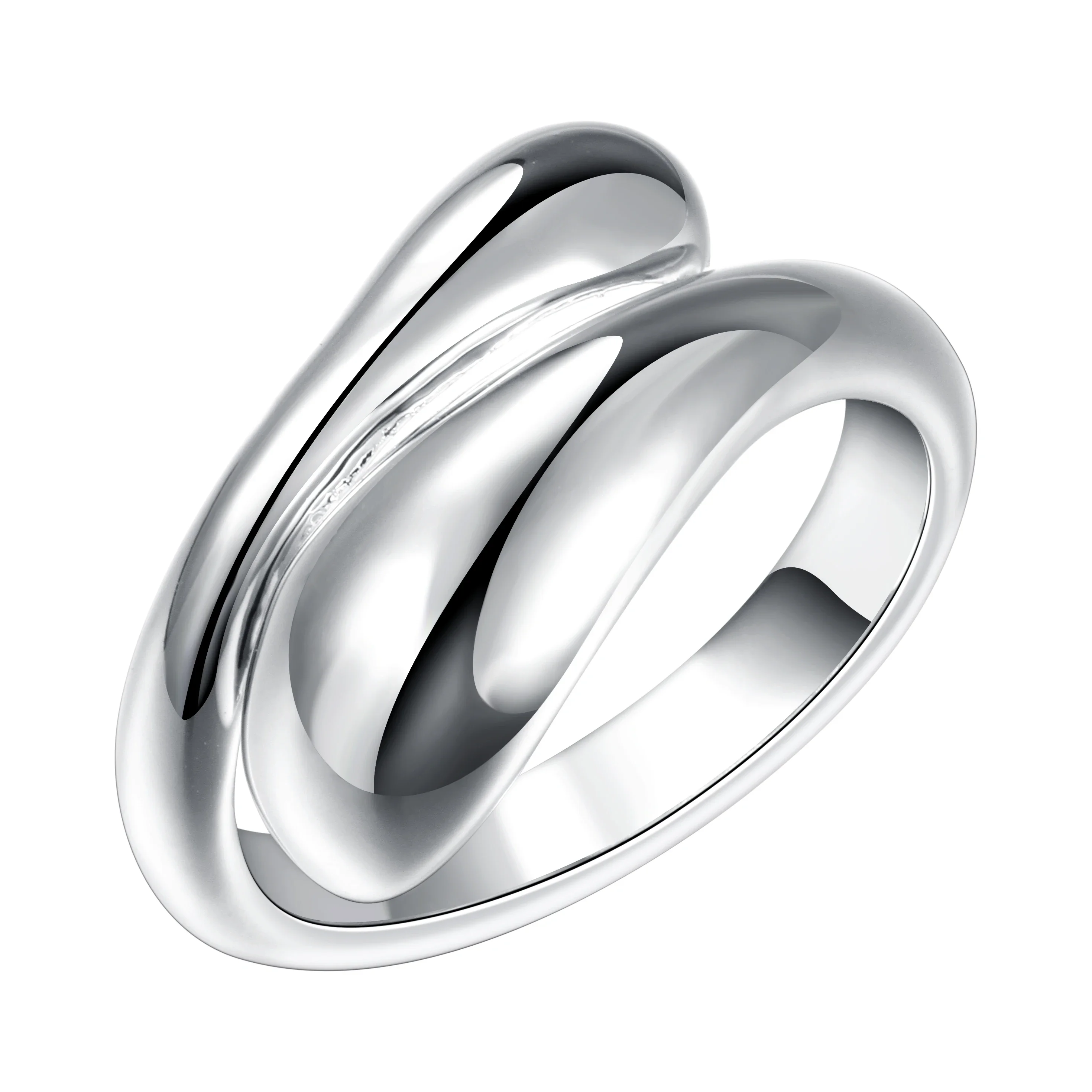 Fashion 925 Sterling Silver Fishtail Crystal Adjustable Ring Women Wedding Fine Jewelry