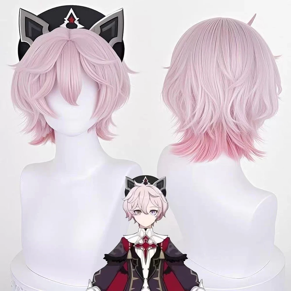 HAIRJOY Synthetic Hair Genshin Impact Dahlia Cosplay  Wig Ombre  Pink Costumes Anime Wig Rose Net