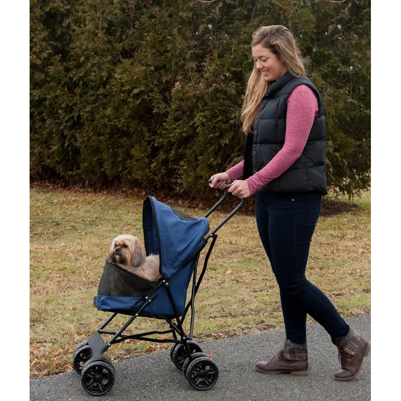 Pet Gear Travel Lite Plus Stroller, Compact, Easy Fold, No Assembly Required, Large Wheels for Cats and Dogs up to 15 pounds