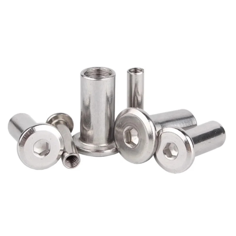Écrou de barillet de liaison en acier inoxydable 304 A2 M2 M3 M4 M5 2mm 3mm 4mm 5mm, capuchon à douille hexagonale, Rivet de meubles, longueur d'écrou 4mm ~ 100mm