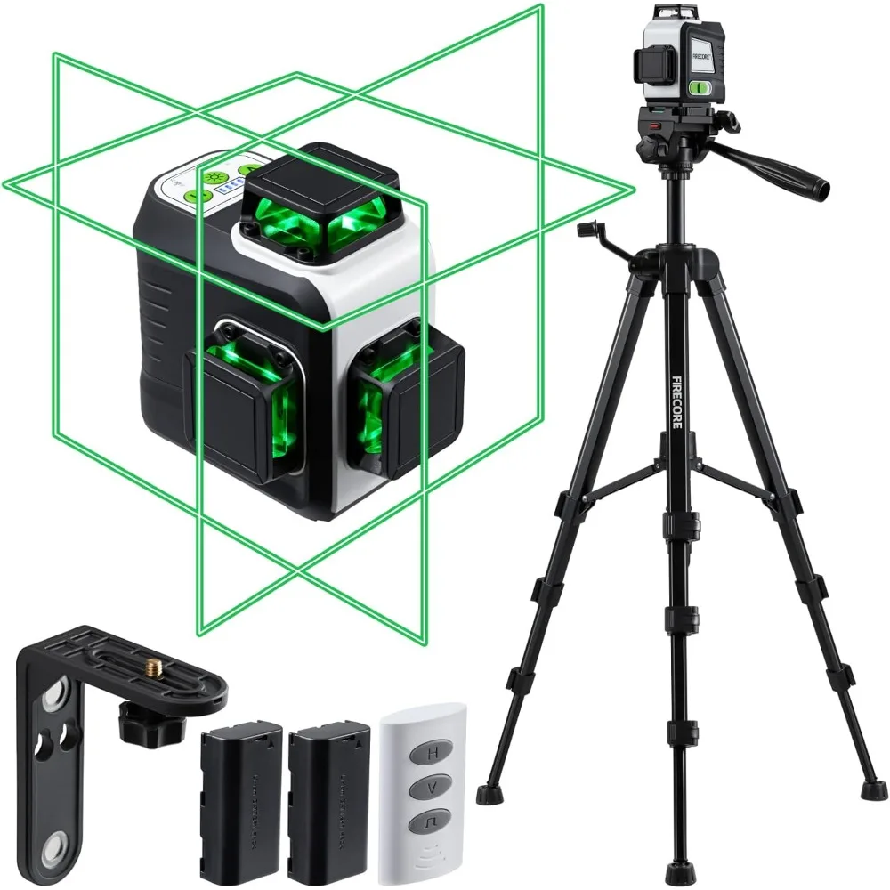 Laser Level with Tripod, 3 X 360° Self Leveling Cross Line Laser, Green Lazer Leveler Tool