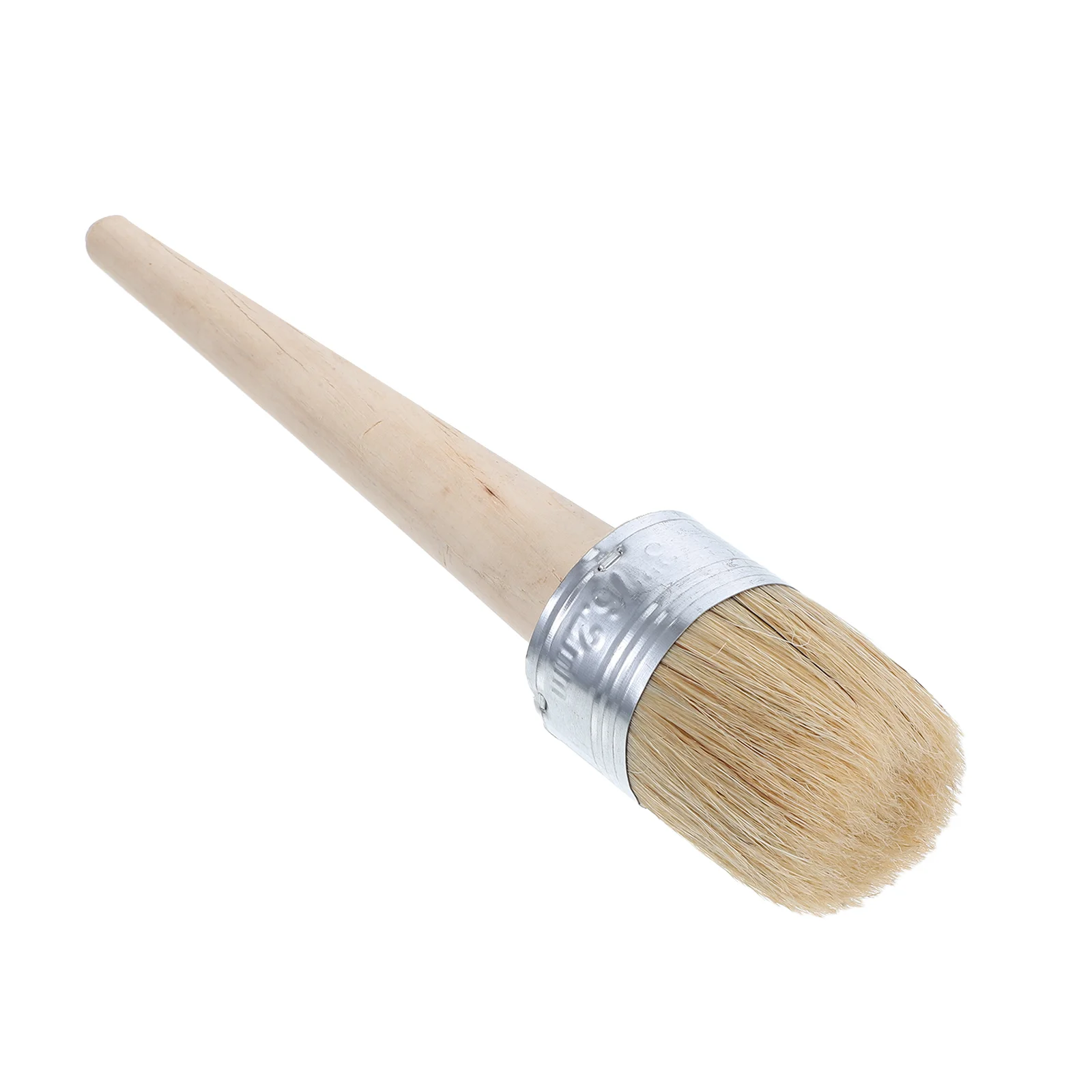 Round Paint Brush 1 1 2 Inch Diameter Bristle Wax Vintage Home Decor Chair Cream Ergonomic Handle Thumb Point Smoother Painting