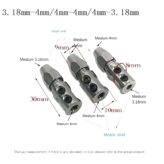 RC Boat Flexible Coupling Left/Right Stainless Steel 8*6.35mm 5*4.76/4/3.8/3.18mm 4*4/3.18mm 3.18*3.18/3/2mm Flex Collet Coupler