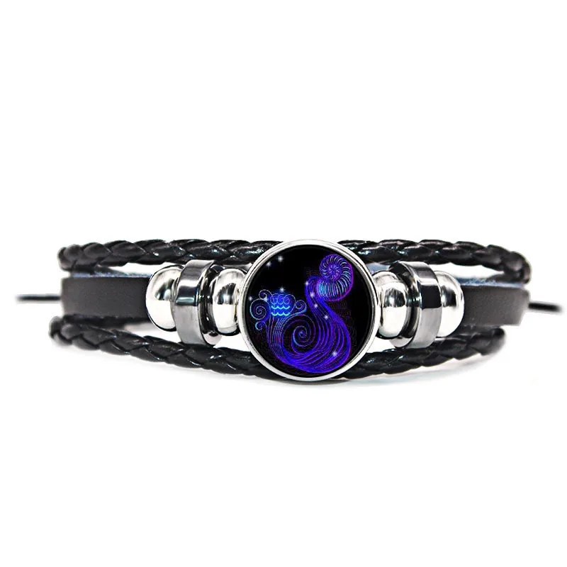 spider bracelet Luminous 12 Constellations Bracelet For Men Multilayer Leather Weave Zodiac Signs Bracelets Taurus Cancer Scorpi