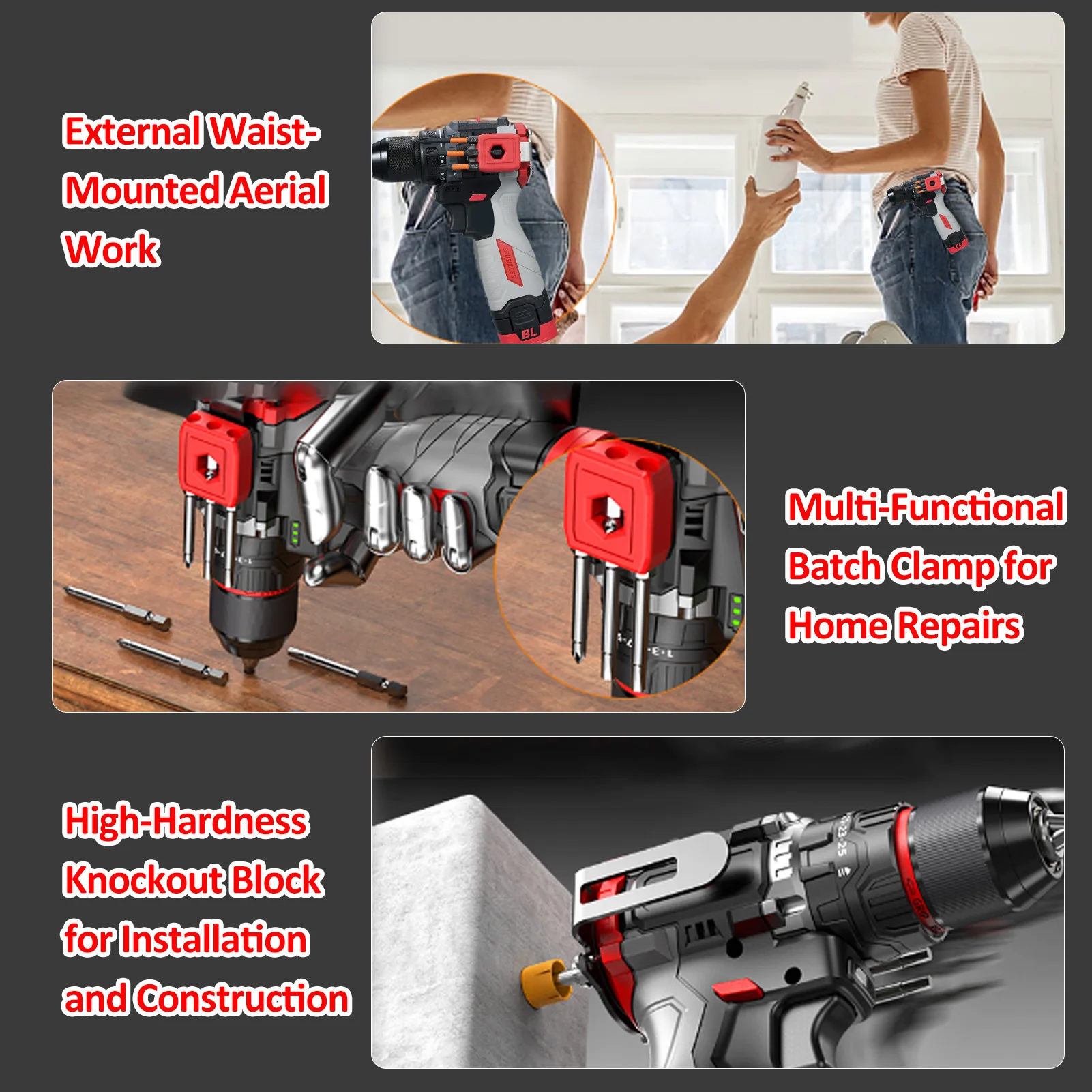 

Cordless Hammer Drill Set 16.8V Brushless - 45N.M with Battery Charger 2-Speed for DIY Home Furniture & Wall Drilling