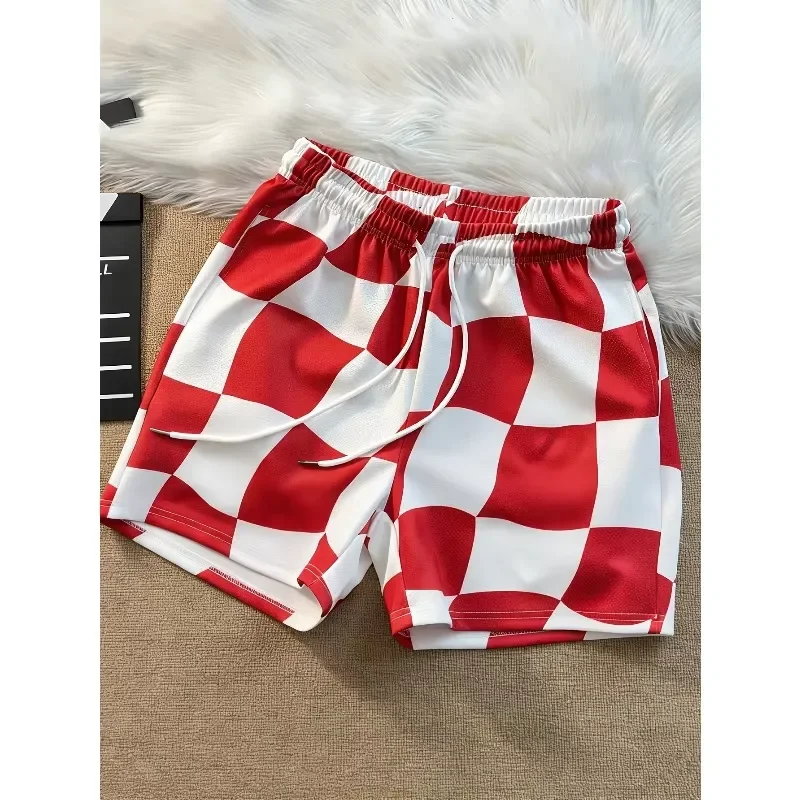 Casual Cool Shorts 2026 Summer Checkered Fashionable Streetwear Quick Dry Sports Pants for Men Women Kids Plus Size