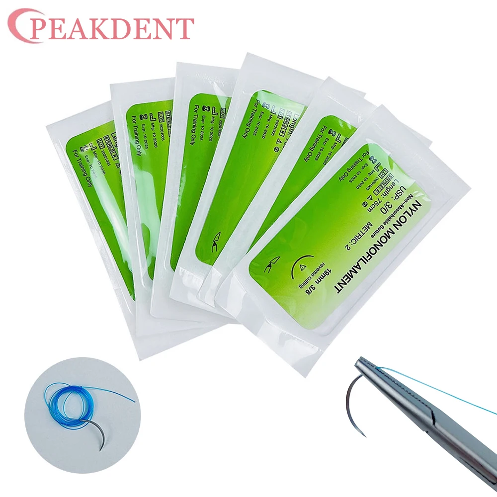 

Dental Surgical Needle Suture Practice Kit With Thread Suture Material 3/0 Nylon Monofilament Non-injured Teaching Demo Tools