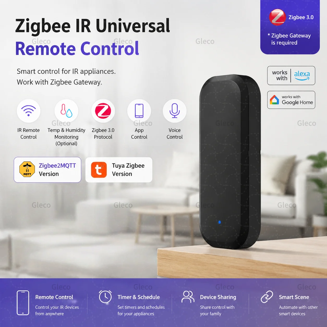 Zigbee Smart IR Remote Controller Smart Home Infrared Universal Remote Blaster Smart Life APP TUYA Zigbee 2MQTT Gateway Required