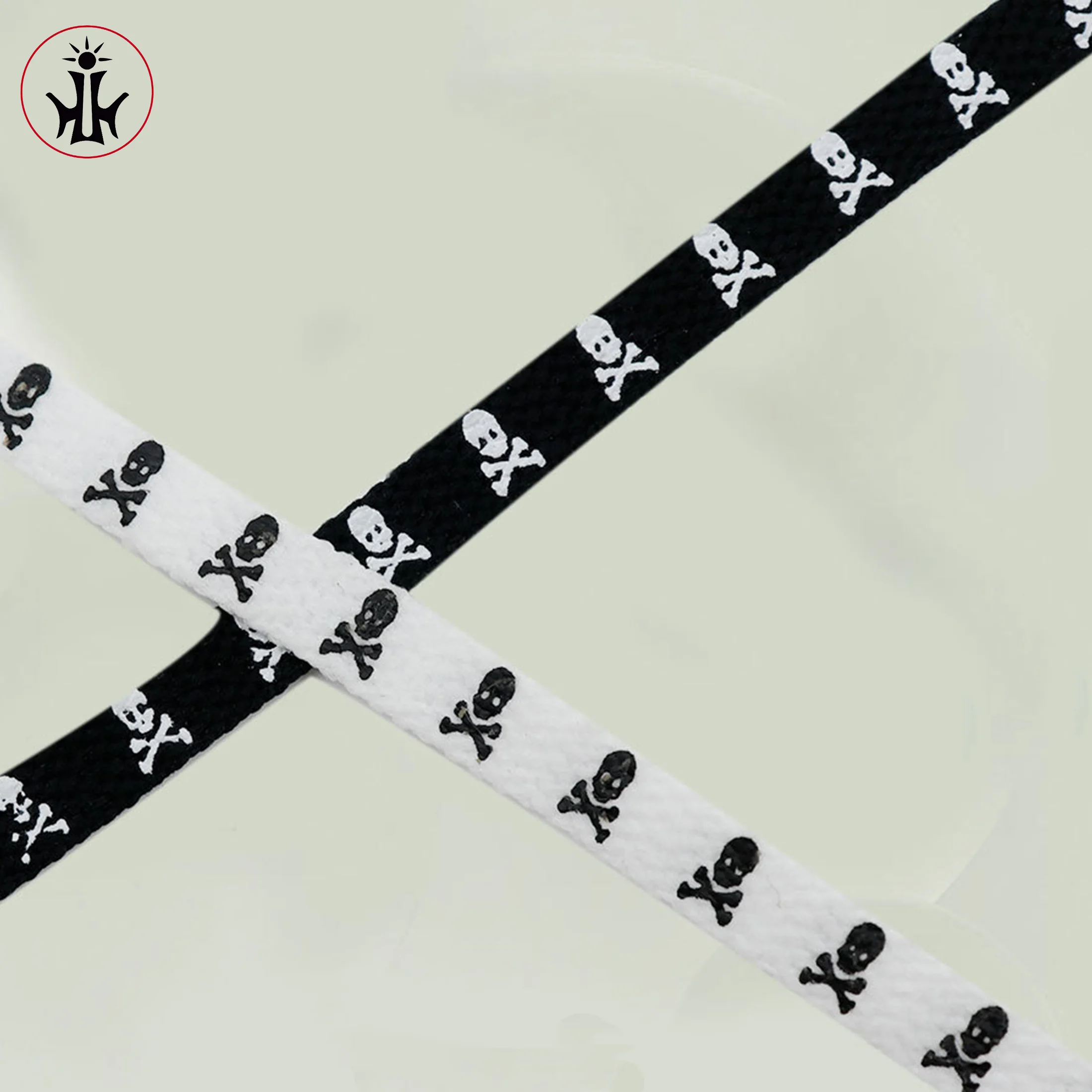 A pair of double-sided printed skull flat lace rope versatile canvas shoes casual shoes accessory rope image 4