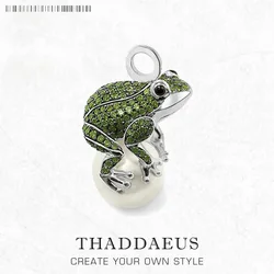 Pendant Dark Green Frog & Pearl Brand New Fashion Trendy Jewelry Europe 925 Sterling Silver Accessories Gift For Men Woman