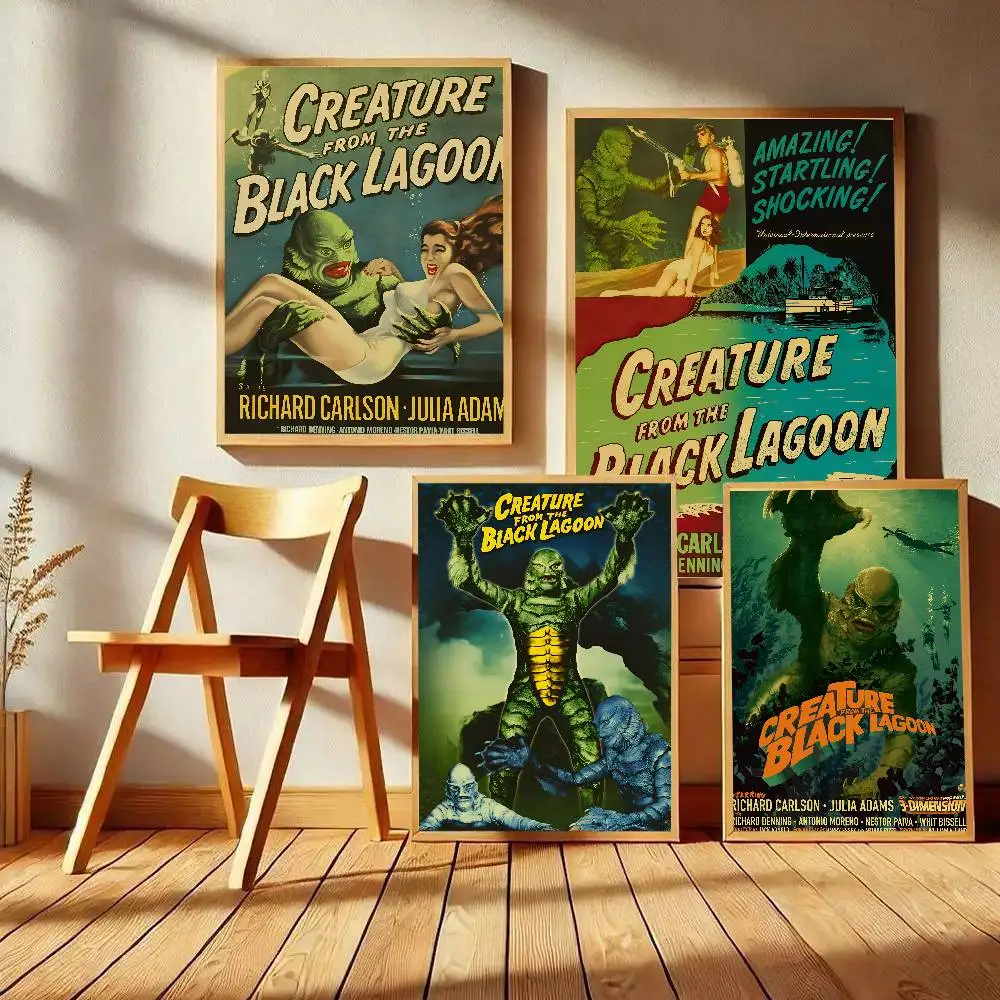 Creature From The Black Lagoon Film Kraft Paper Poster Art With Prints Home Bedroom Living Room Decoration Gift