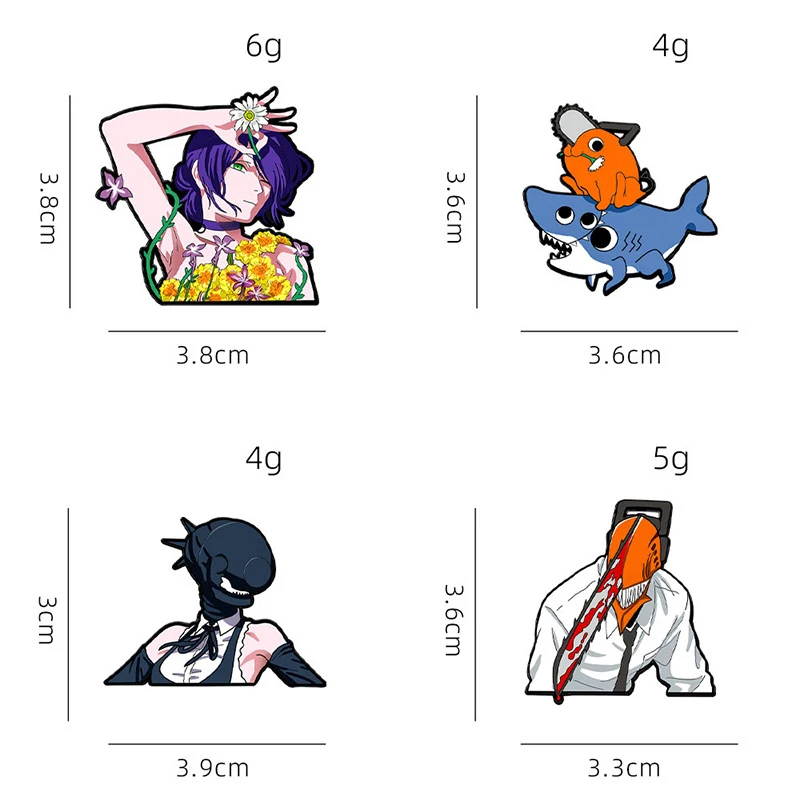 Cartoon Chainsaw Anime Enamel Brooch Character Pin Flower Monster Girl Sawtooth Shark Suit Horror Man Metal Badge Jewelry Gift