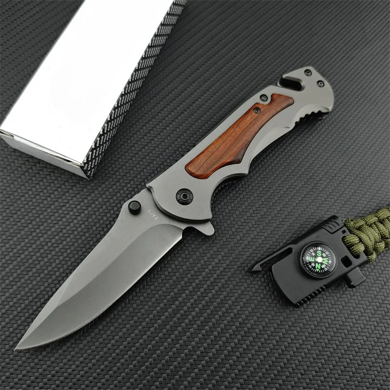 

FA05 folding knife high quality 420 steel inset color wood handle outdoor camping hiking survival EDC pocket knife men's gift