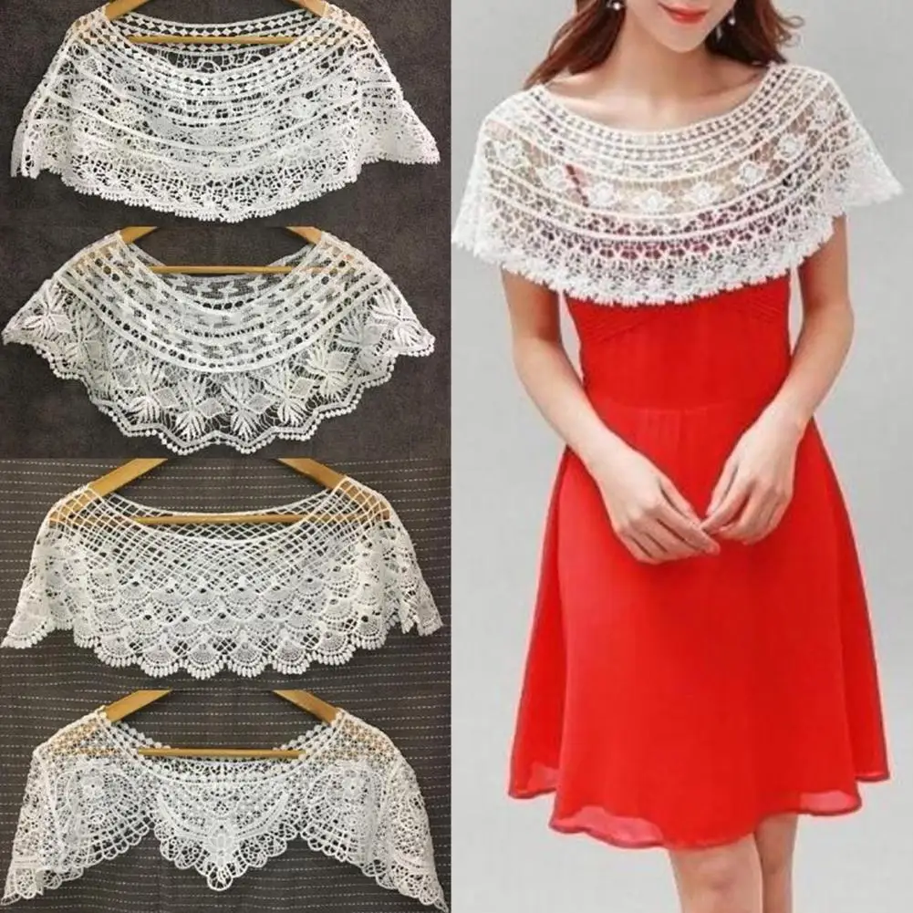 Useful Evening Cape  Shell Pattern Eye-catching Bridal Shawl  Summer Hollow Crochet Lace Evening Cape