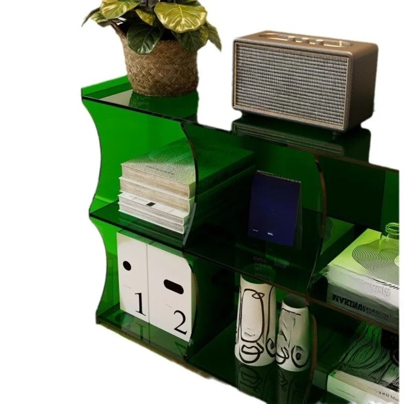 

Household solid wood tea and dining side cabinet, multi-layer floor display storage bookshelf, living room sofa storage rack