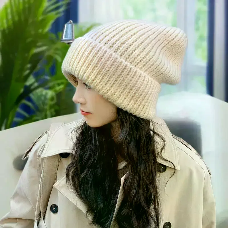 

Модные зимние теплые шапки для женщин, повседневные штабелируемые вязаные шапки, мужские шапки, однотонные женские шапки унисекс в стиле хип-хоп