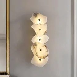 Luxury long Natural Marble wall light LED brass Lamp sofa Novelty Lighting Sconce  Bedroom Living Dining Room hall way light