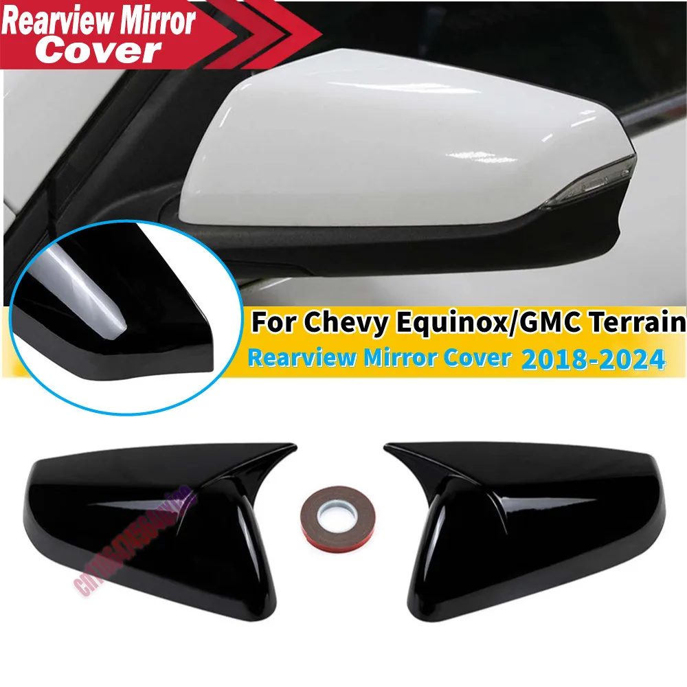 For Chevrolet Equinox GMC Terrain 2018-2024 Adhesive Sticker Car Rearview Side Mirror Cover Wing Cap Exterior Door Trim