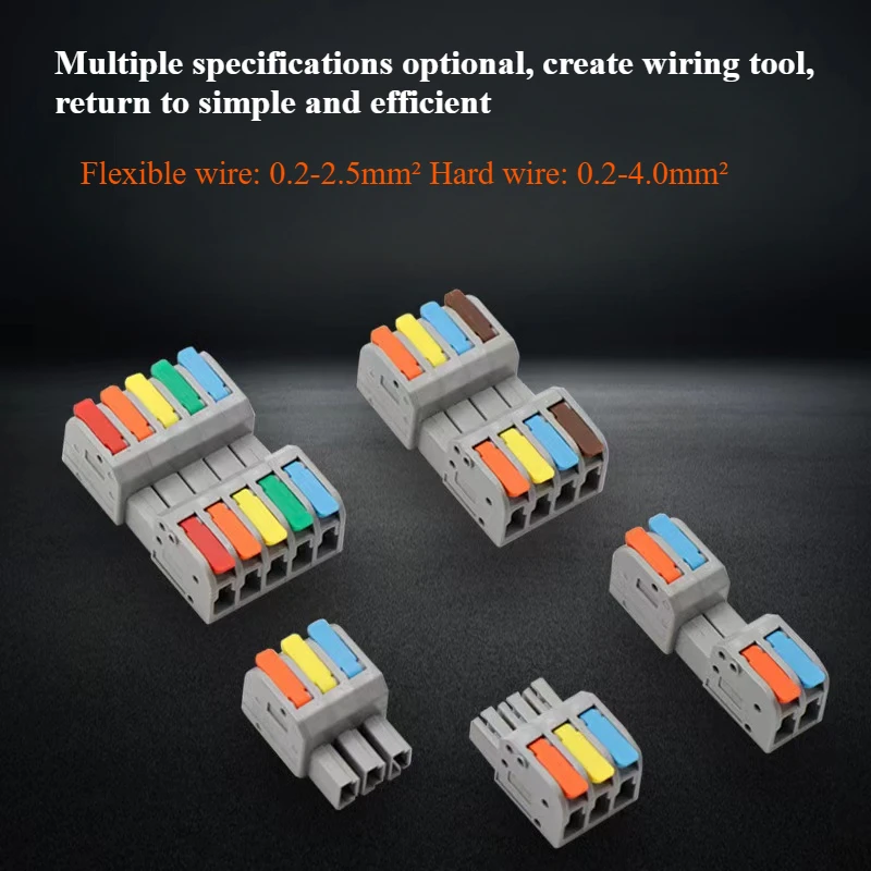Wire Connectors 2604DT 2608T Docking Cable Conectors Fast Universal Wiring Compact Conductors Push-in Terminal Block LED SPL-223 image 3