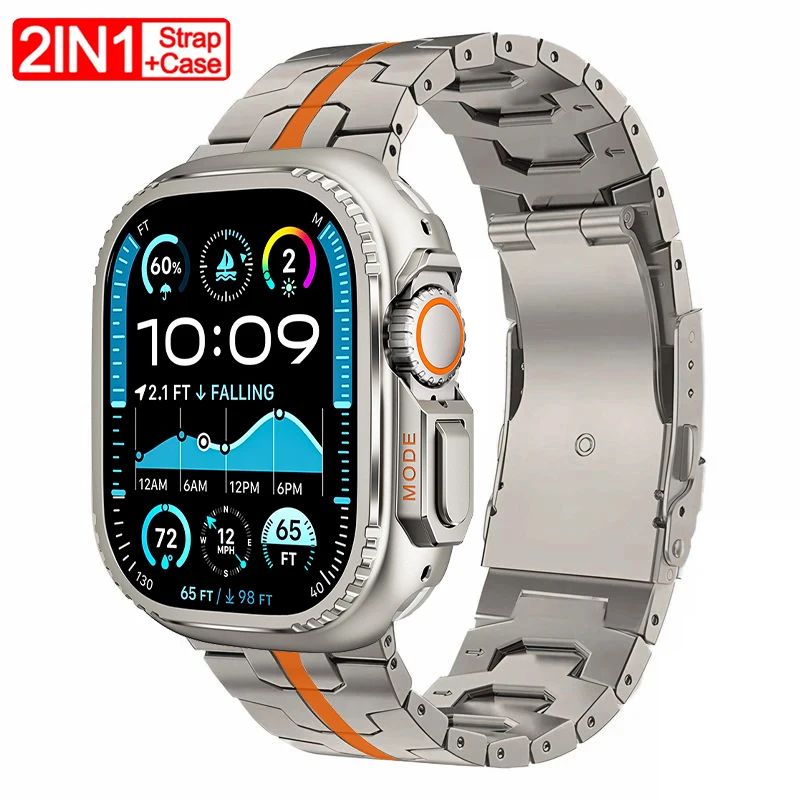 

Ремешок + чехол для Apple Watch Ultra 3 2 49 мм 46 мм 45 мм 44 мм Титановый ремешок из металлического сплава для Iwatch Series 11 10 9 8 7 6 SE 5 4