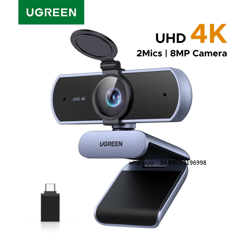 4K FHD 1080P Webcam 8MP for PC, PDAF Auto Focus, Dual AI Noise-Cancelling Mics, Web cam Camera for Zoom/Teams/Google Meet