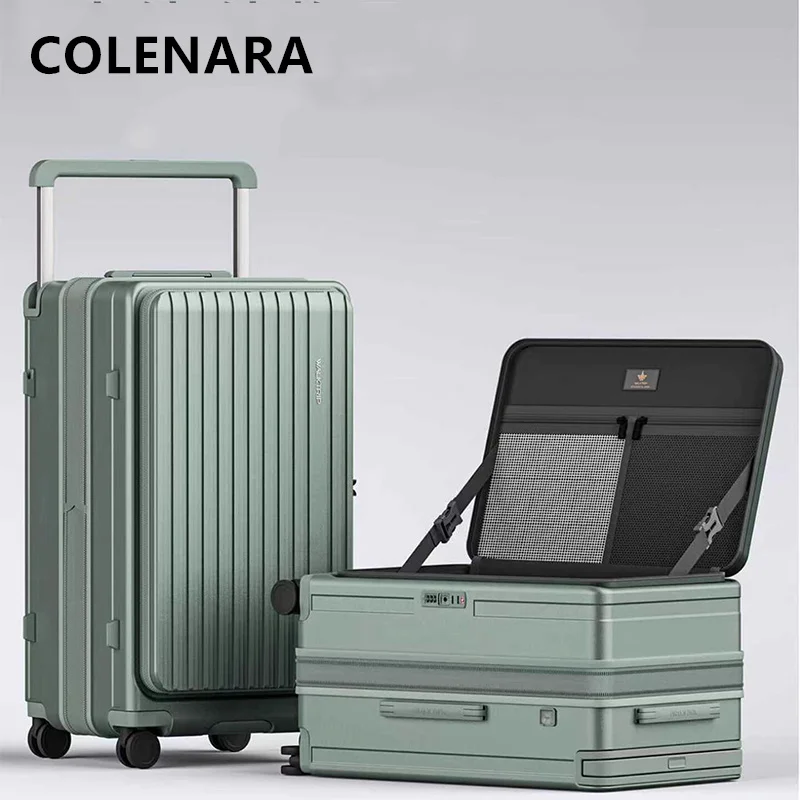 

COLENARA Luggage Travel Bag USB Charging Side Opening Boarding Box Zipper Trolley Case 20"24"26 Inch Multi-function Suitcase
