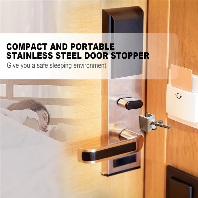 

-RRKK Upgraded Portable Door Lock, Heavy Duty Metal Door Locker For Extra Home Security, Adjustable Travel Door Security Easy To