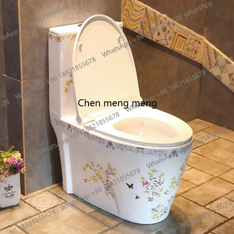 

Artistic Flower and Birds White One Piece Siphon S-Trap Floor Mounted Bathroom WashdownToilet