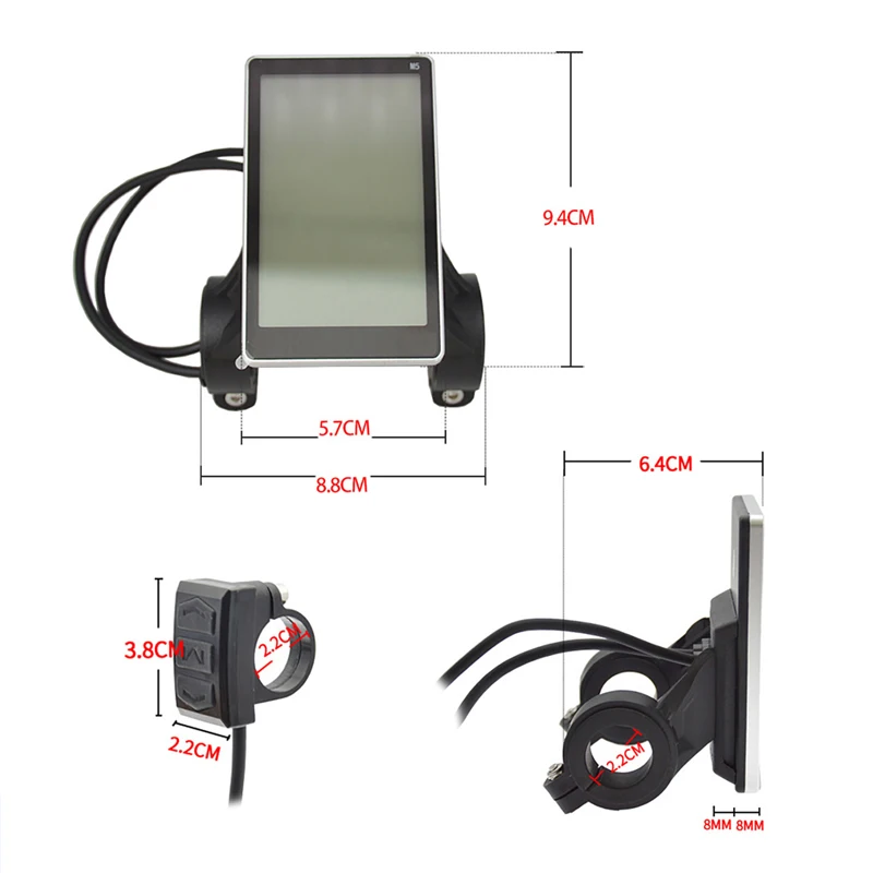 M5 Electric Bike LCD Display Meter 24V 36V 48V E Scooter LCD Panel Screen for Mountain Electric Bike