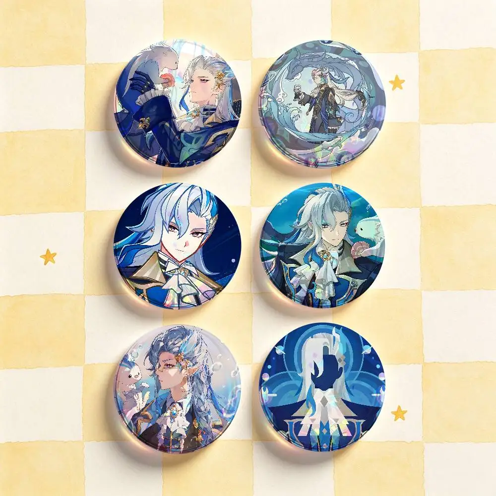 G-Genshin Neuvillette Badges 25 32 44 58 75 mm Round Customizable Wholesale Fan goods Self-made fan freebies