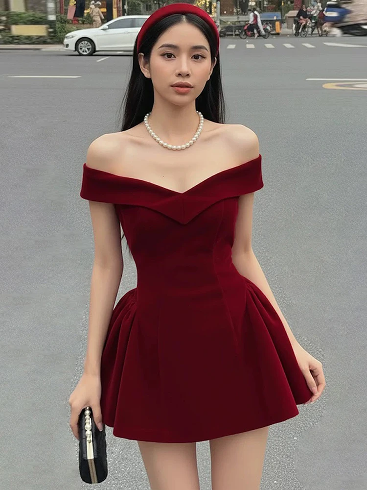 Cutenew Bow Patchwork Dress Women Sexy Noble Chic Slash Neck Sleeveless Zip Ruffled Ruched Stretch Party Prom Banquet Bodycon