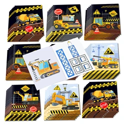 12pcs Cartoon Construction Truck Birthday DIY Coloring Books Color Graffiti Drawing Book Study Book Party Supplies