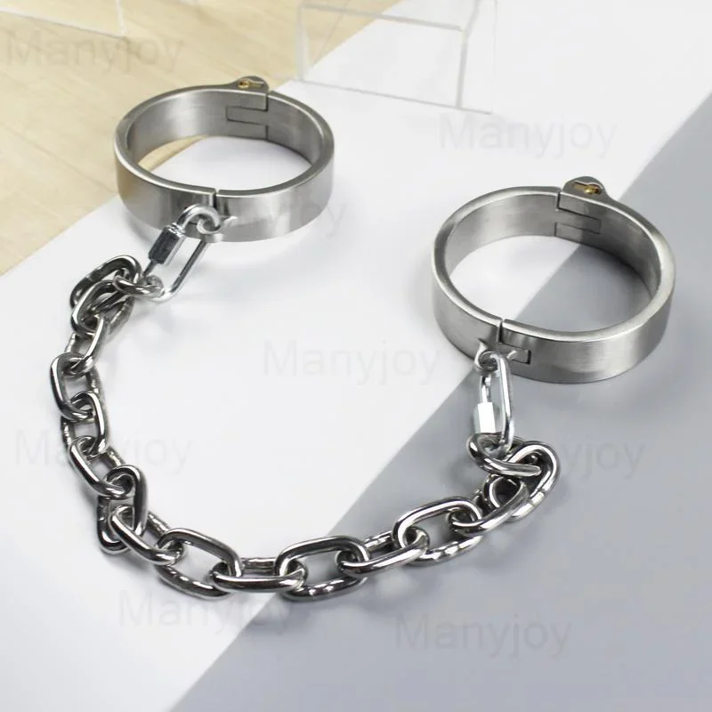 BDSM Bondage Stainless Steel Handcuff Wrist Metal Cuffs Binding Bolt Lock Gay  Slave Restraints Sex Toys for Female Male