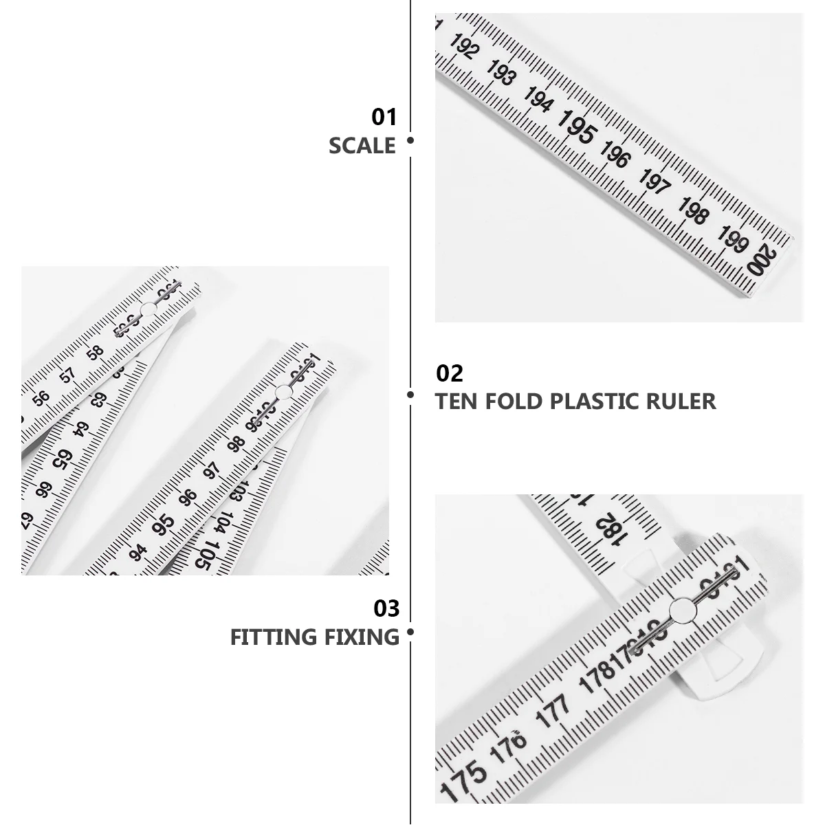 1pc Folding Ruler 2M Long Plastic Foldable Ruler Measuring Tool for Carpenters folding measuring ruler