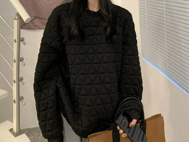 

Round Neck Sweatshirt for Women Autumn and Winter Versatile Loose Lazy Style Autumn Design Sense Lazy Top