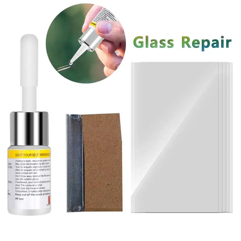 DIY Car Windshield Crack Repair Tool Auto Glass Repair Fluid  Windscreen Scratch Crack Restore  Window Screen Resin+blade+strips